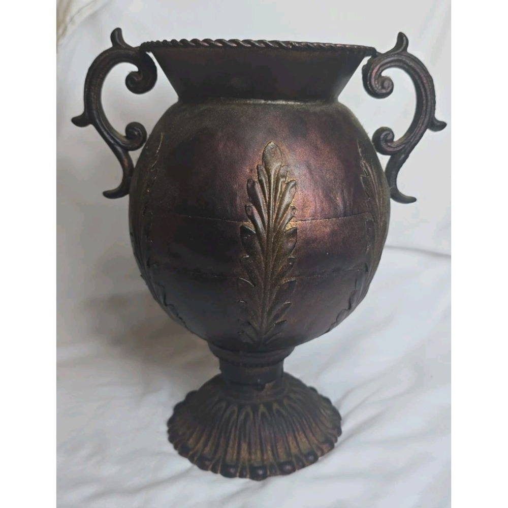 Vintage Handmade Decorative Neoclassical-Style Footed Urn Scroll Handles